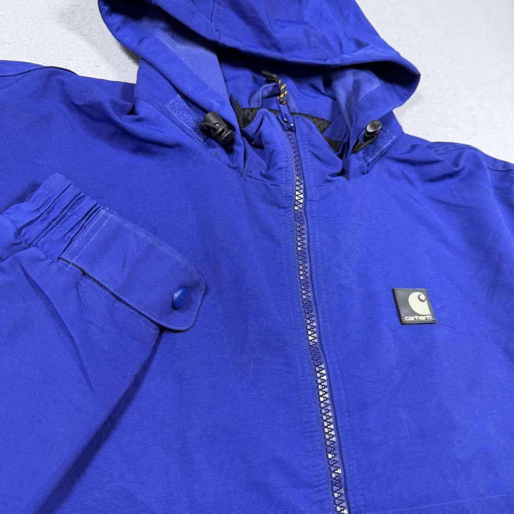 Carhartt Mens Large Vintage Y2K J104 COB Cobalt Workshield Hooded Windbreaker